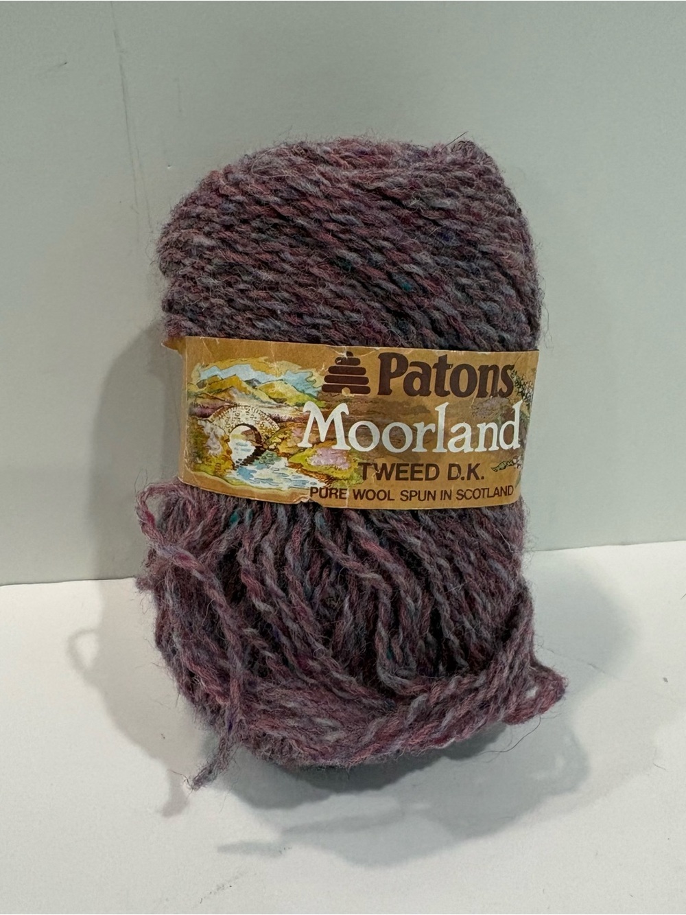 Patons Moorland 100% Pure Wool Yarn Tweed D.K. Purple Spun In Scotland 50 Grams
